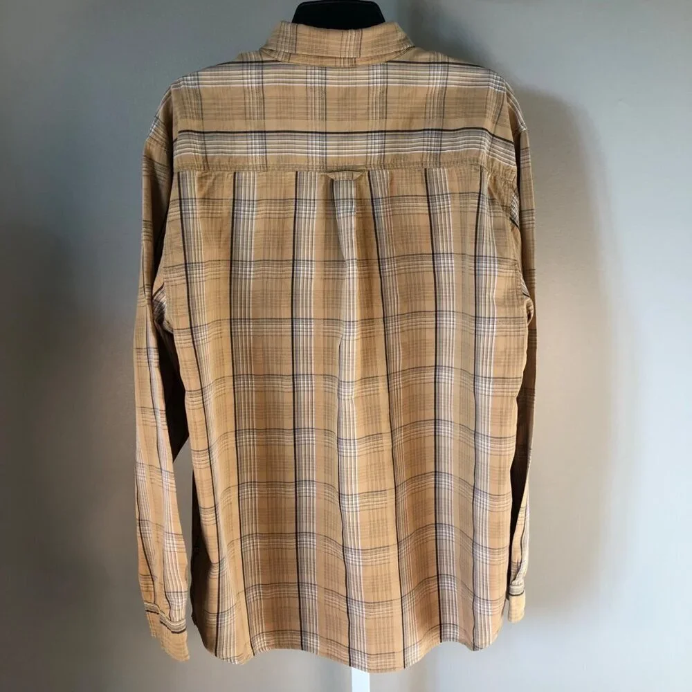 The North Face A5 Series 100% Cotton Long Sleeve Button Front Brown Shirt Sz L